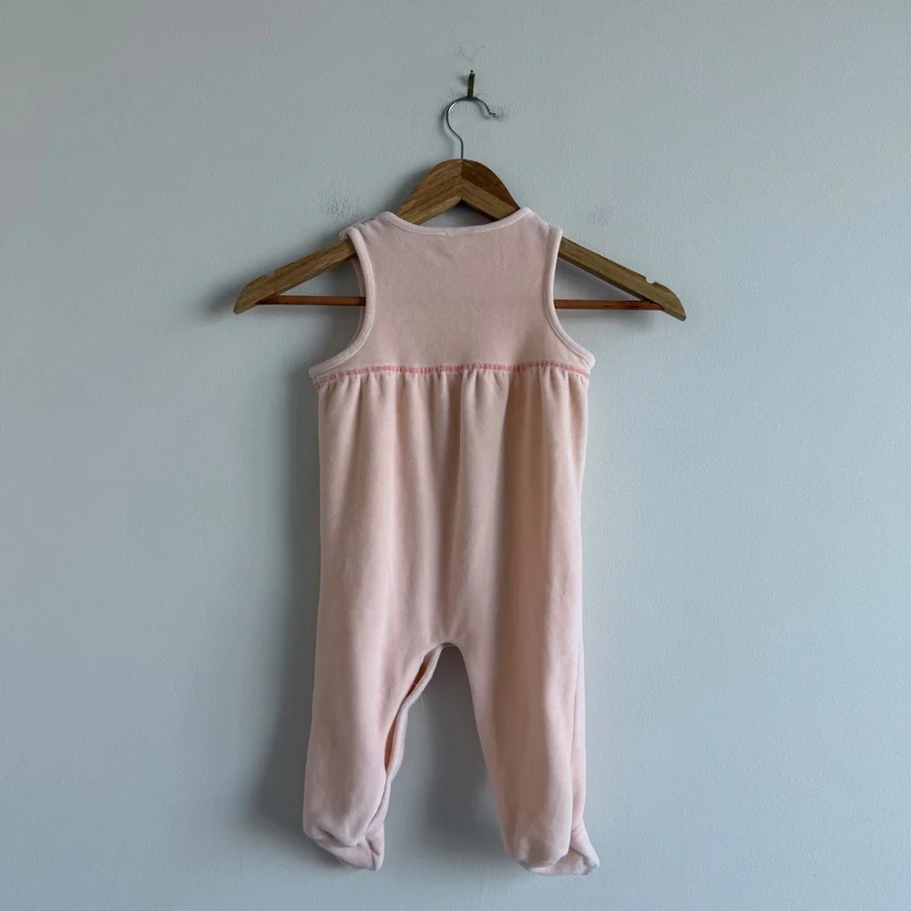 Vintage Light Pink Velveteen Pleated Jumper Size 18-24 Months